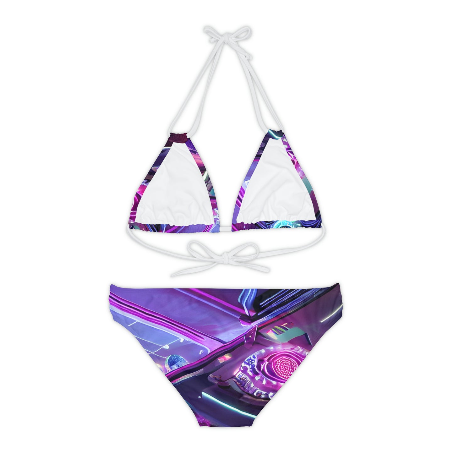 'Electric Flower' Strappy Bikini Set (AOP)