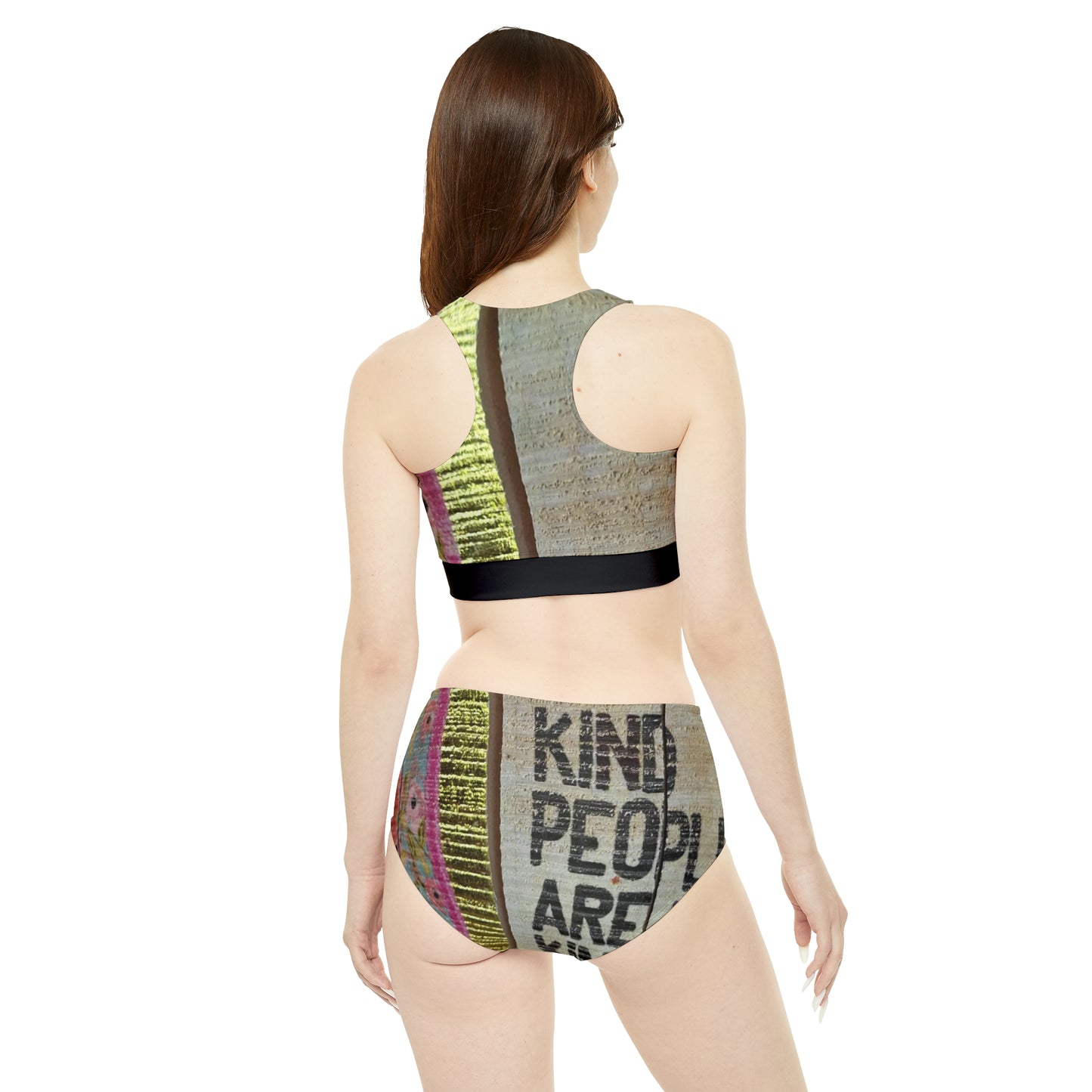'Kind People are my Kinda People' Sporty Bikini Set (AOP)