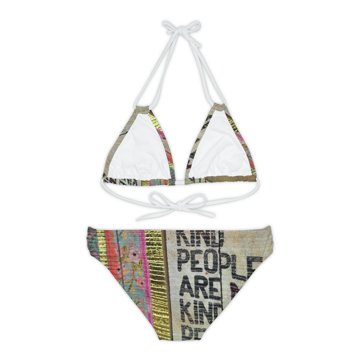 'Kind People' Strappy Bikini Set (AOP)