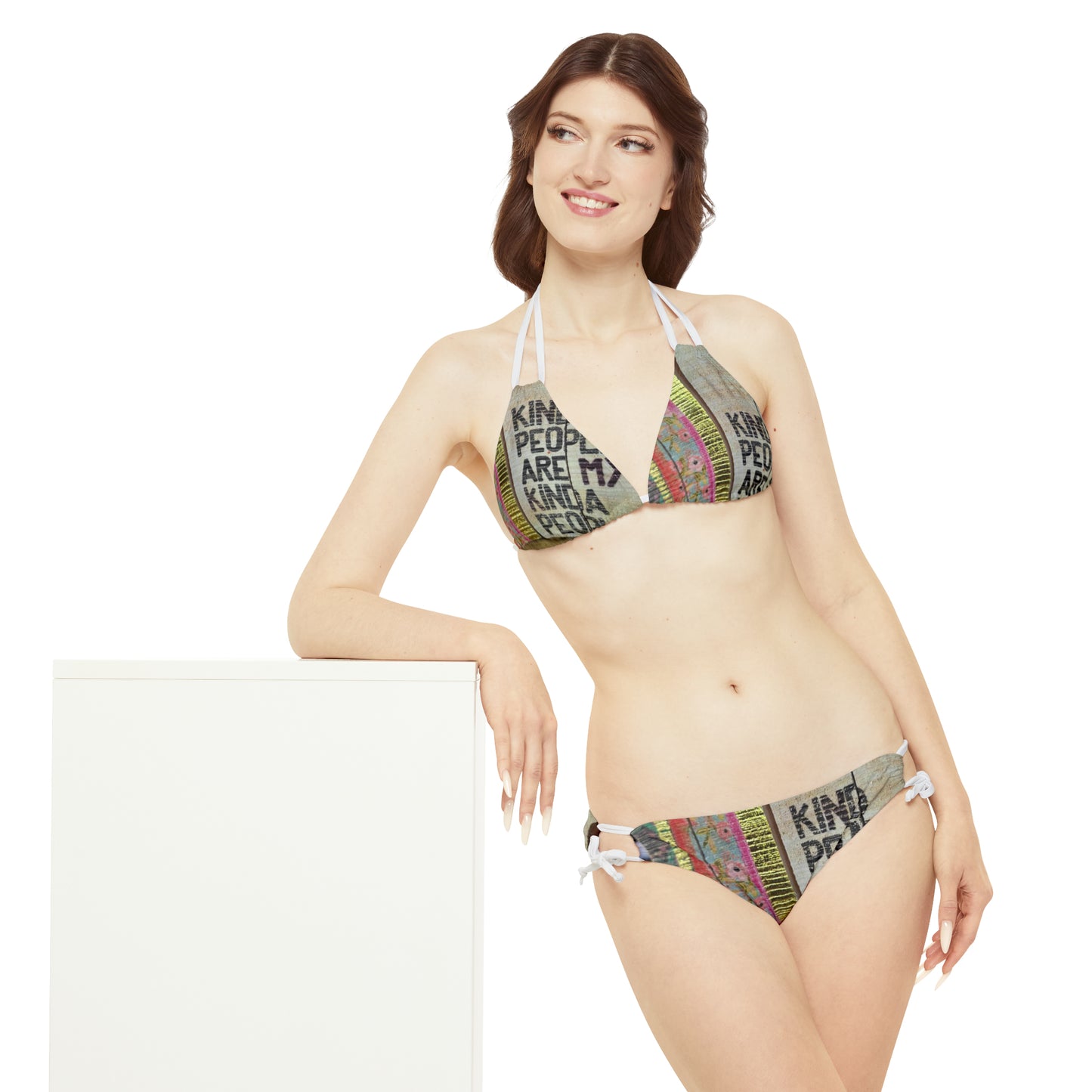 'Kind People' Strappy Bikini Set (AOP)