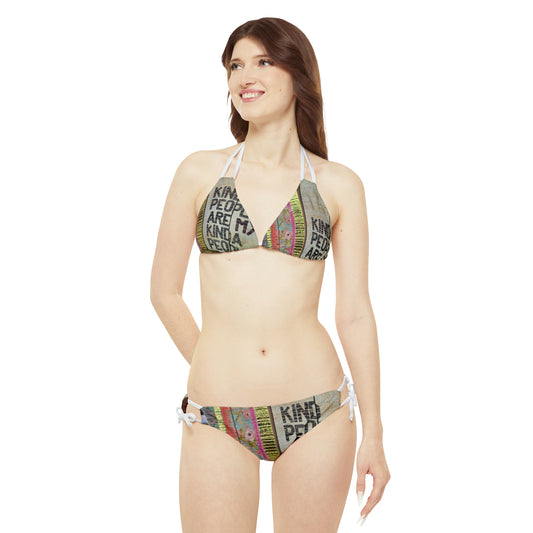 'Kind People' Strappy Bikini Set (AOP)