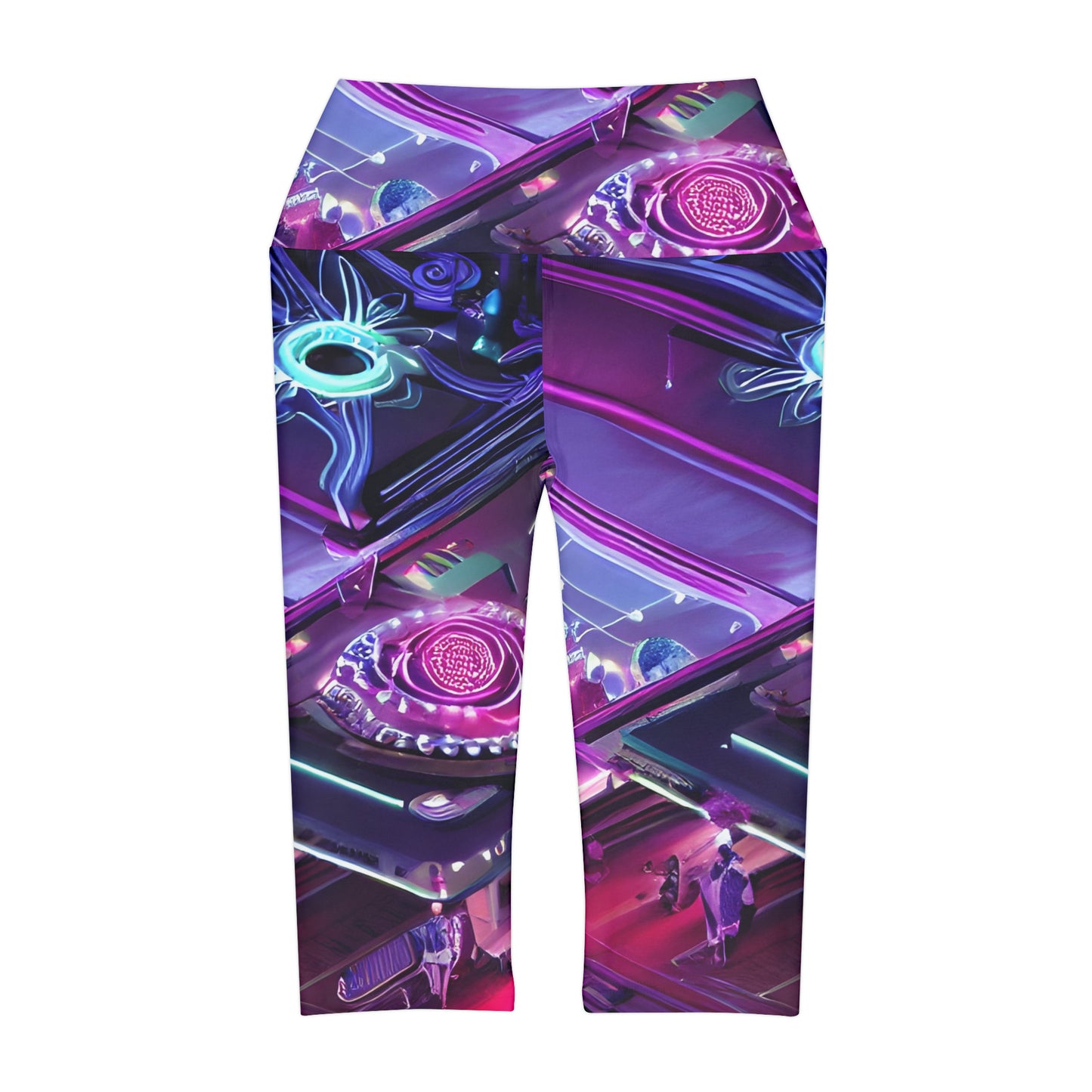 'Electric Flower' 'Eletric Yoga Capri Leggings (AOP)