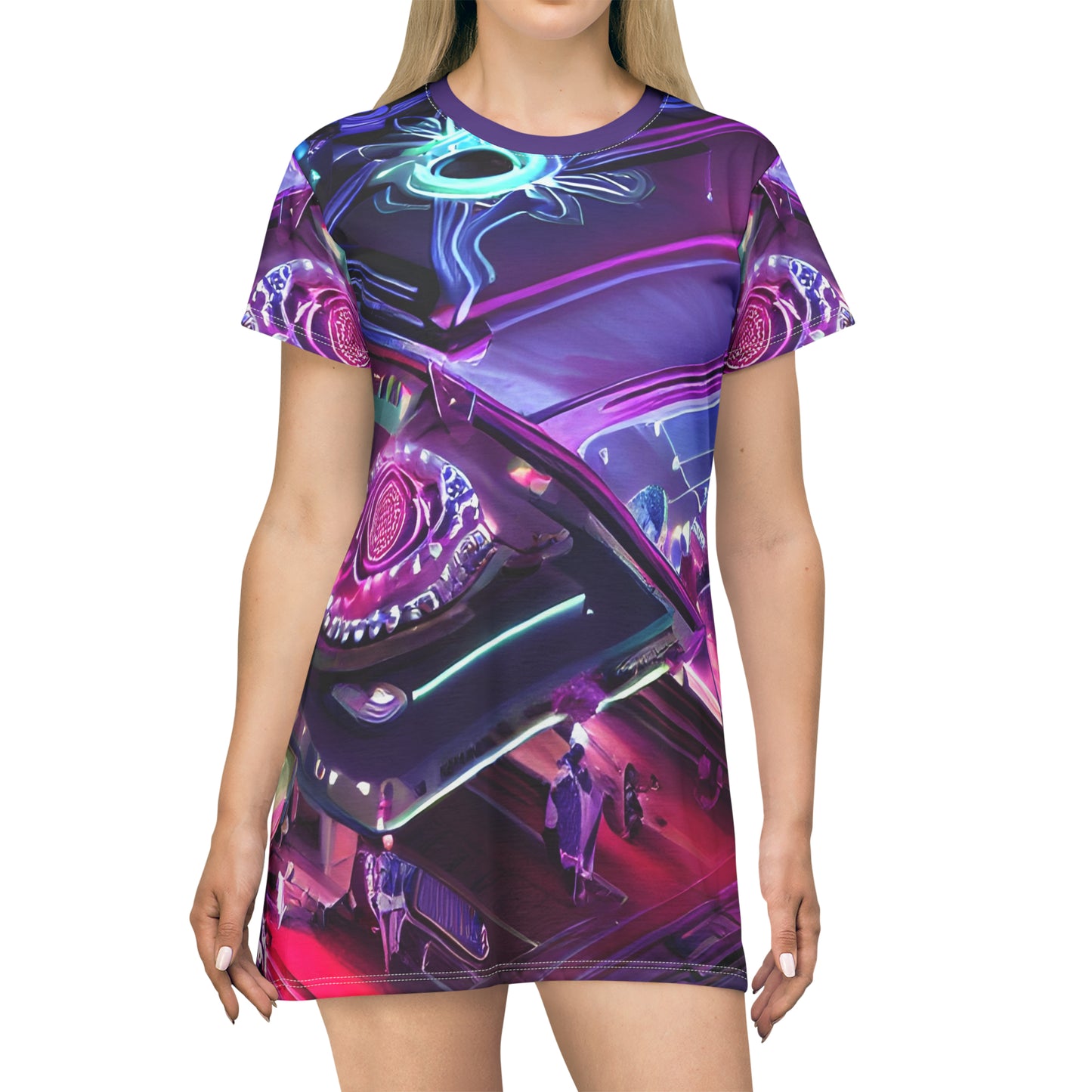 'Electric Flower' T-Shirt Dress (AOP)