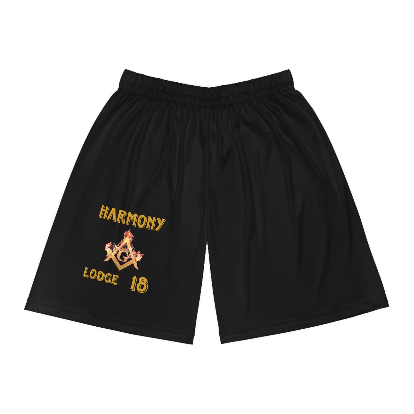 'Harmony lodge 18 fire' Basketball Shorts (AOP)