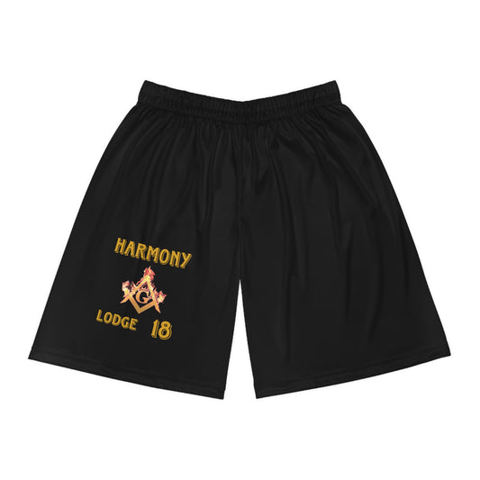 'Harmony lodge 18 fire' Basketball Shorts (AOP)