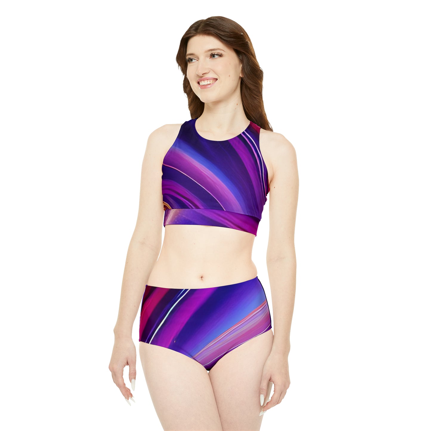 'Purple Power' Sporty Bikini Set (AOP)