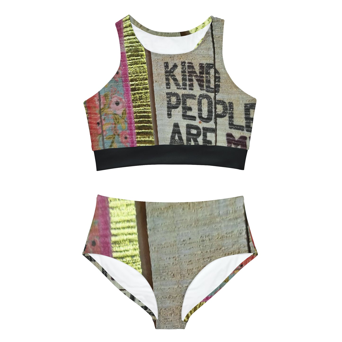 'Kind People are my Kinda People' Sporty Bikini Set (AOP)