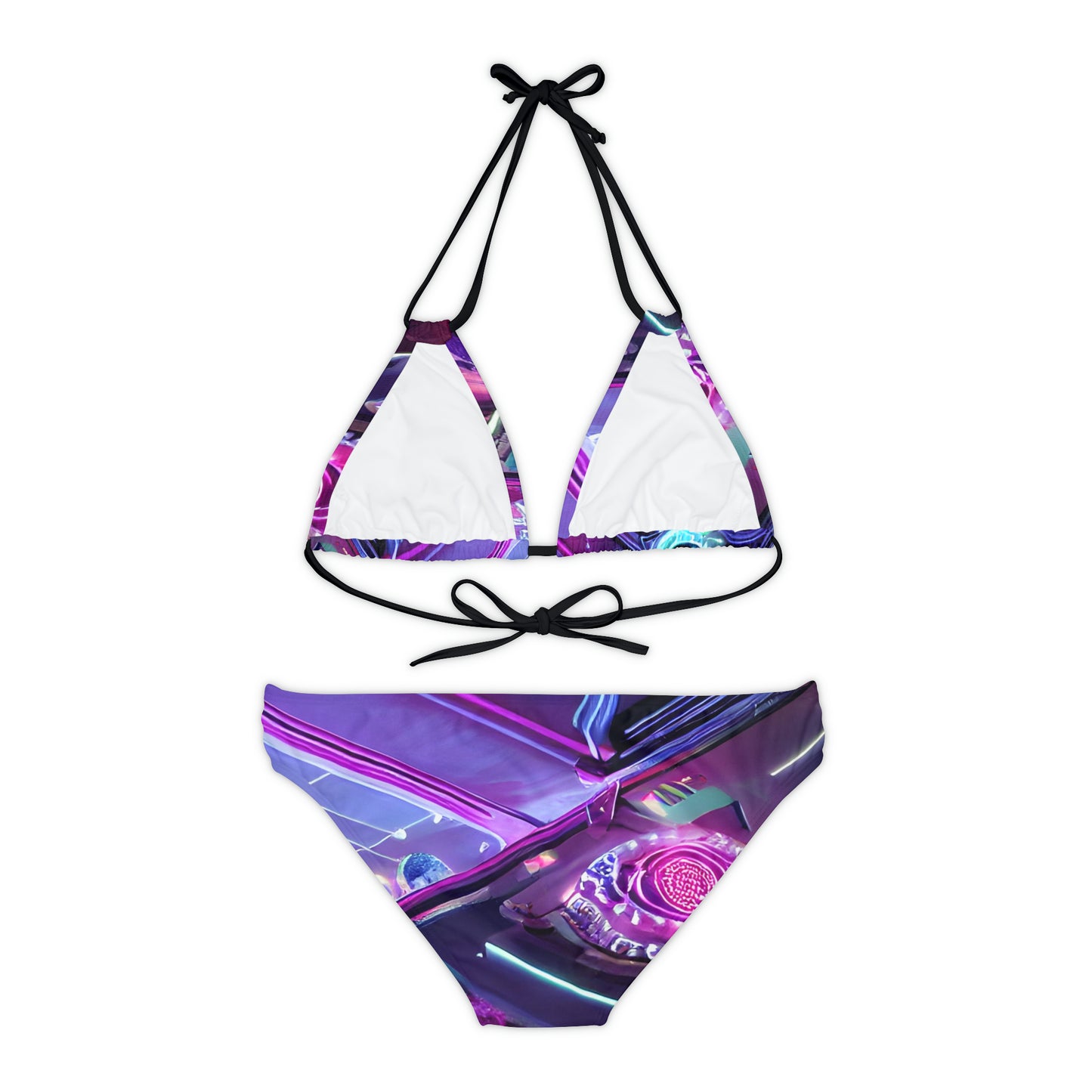 'Electric Flower' Strappy Bikini Set (AOP)