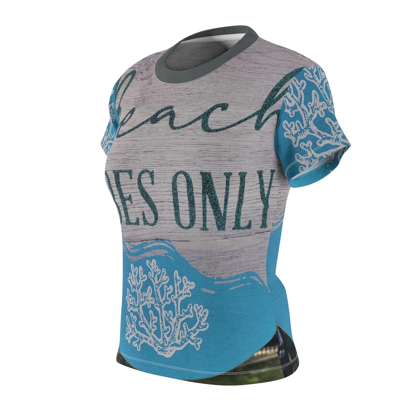 'Beach Vibes Only' Women's Cut & Sew Tee (AOP)