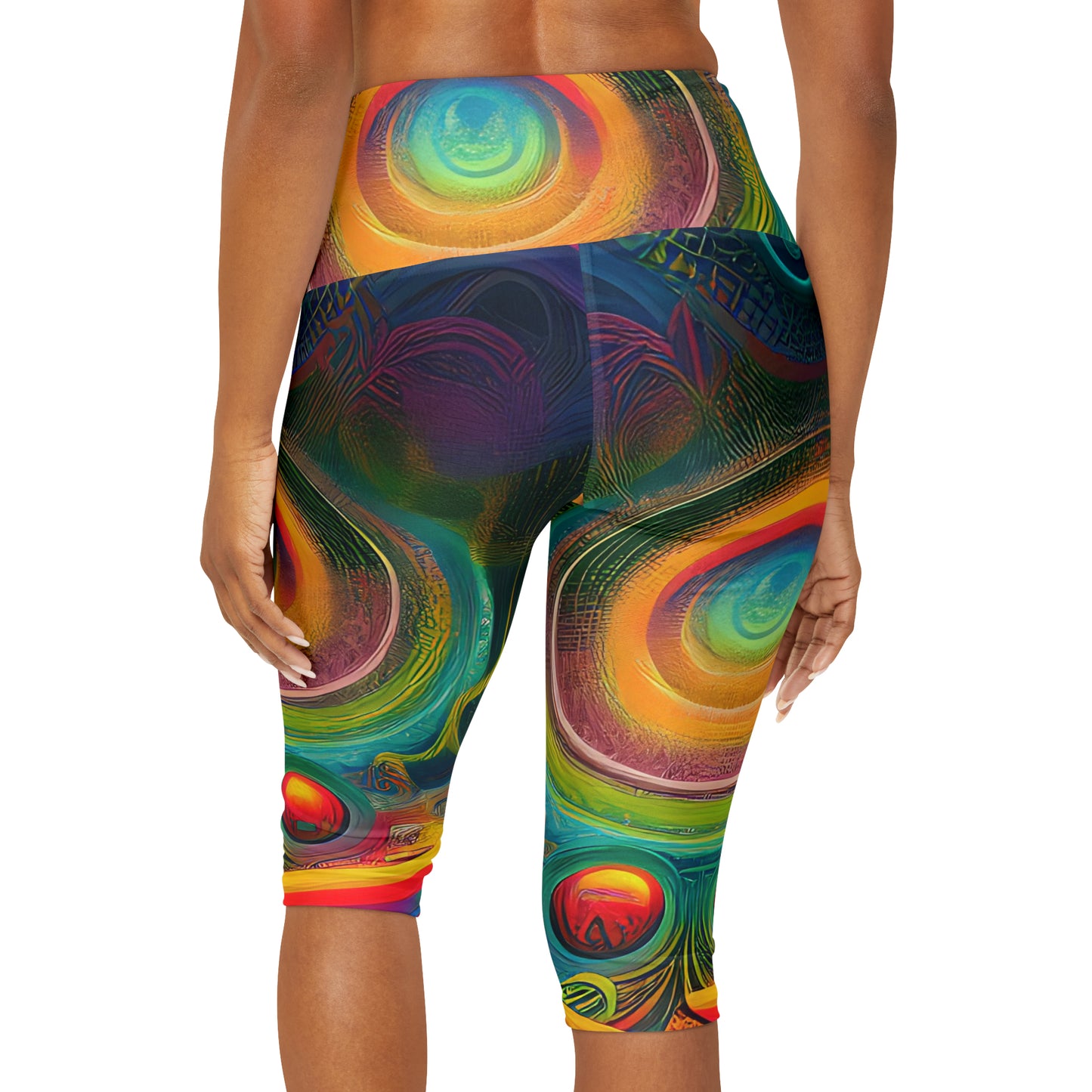 'Cosmic Circles' Yoga Capri Leggings (AOP)