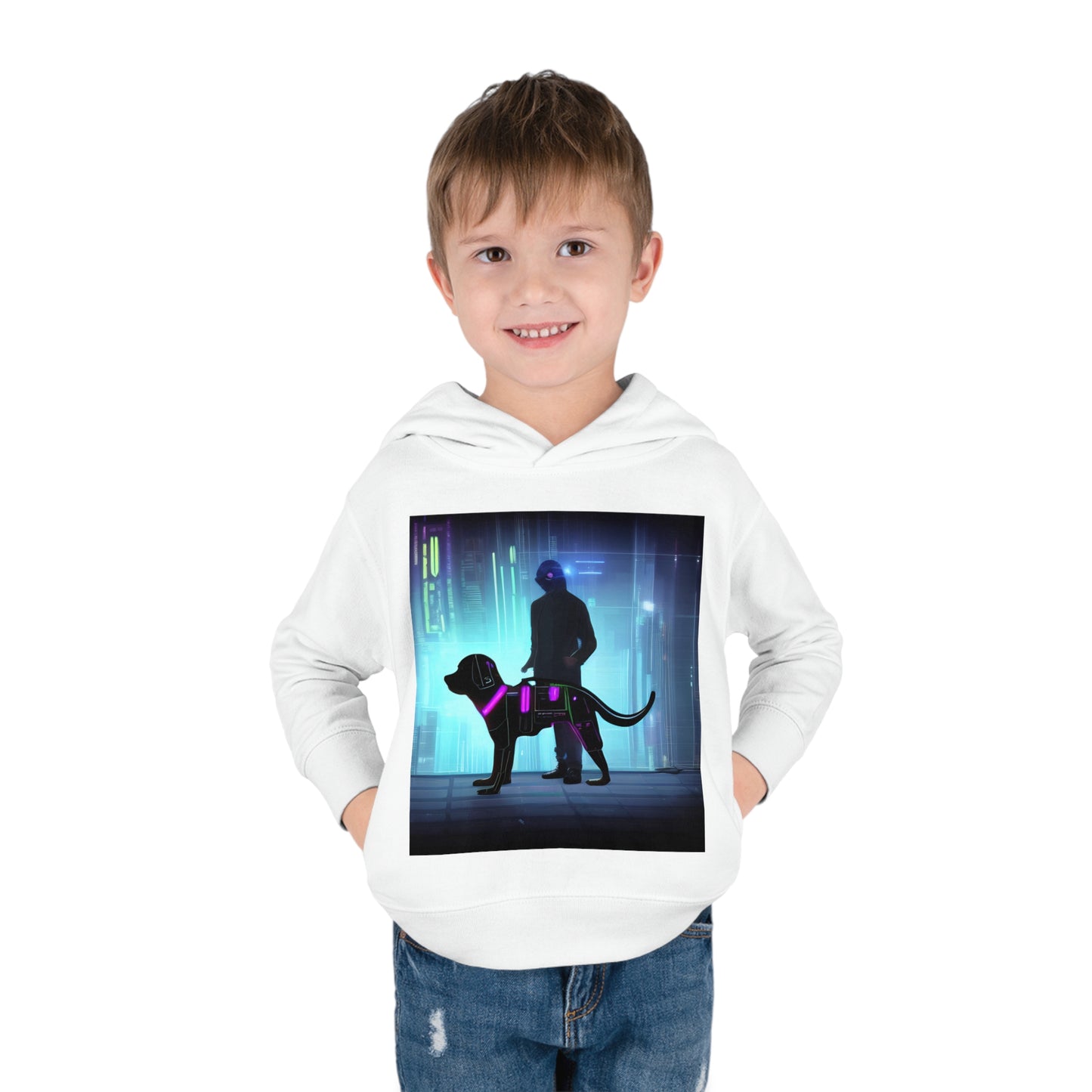 'Quinn the Dog' Toddler Pullover Fleece Hoodie