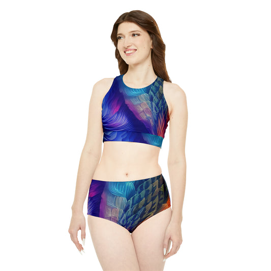 'Terrestrial Mountain' Sporty Bikini Set (AOP)