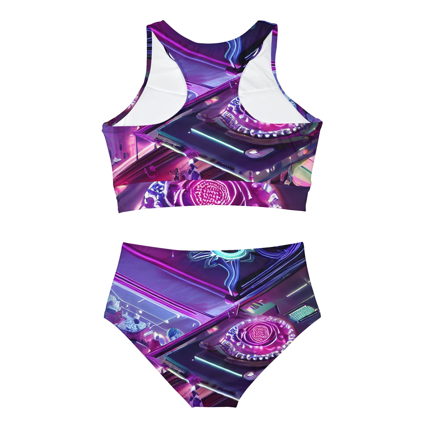 'Electric Flower' Sporty Bikini Set (AOP)