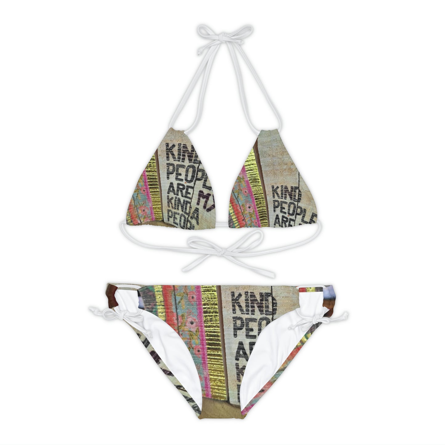 'Kind People' Strappy Bikini Set (AOP)