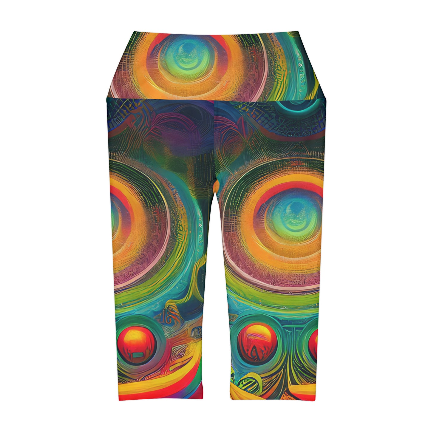 'Cosmic Circles' Yoga Capri Leggings (AOP)