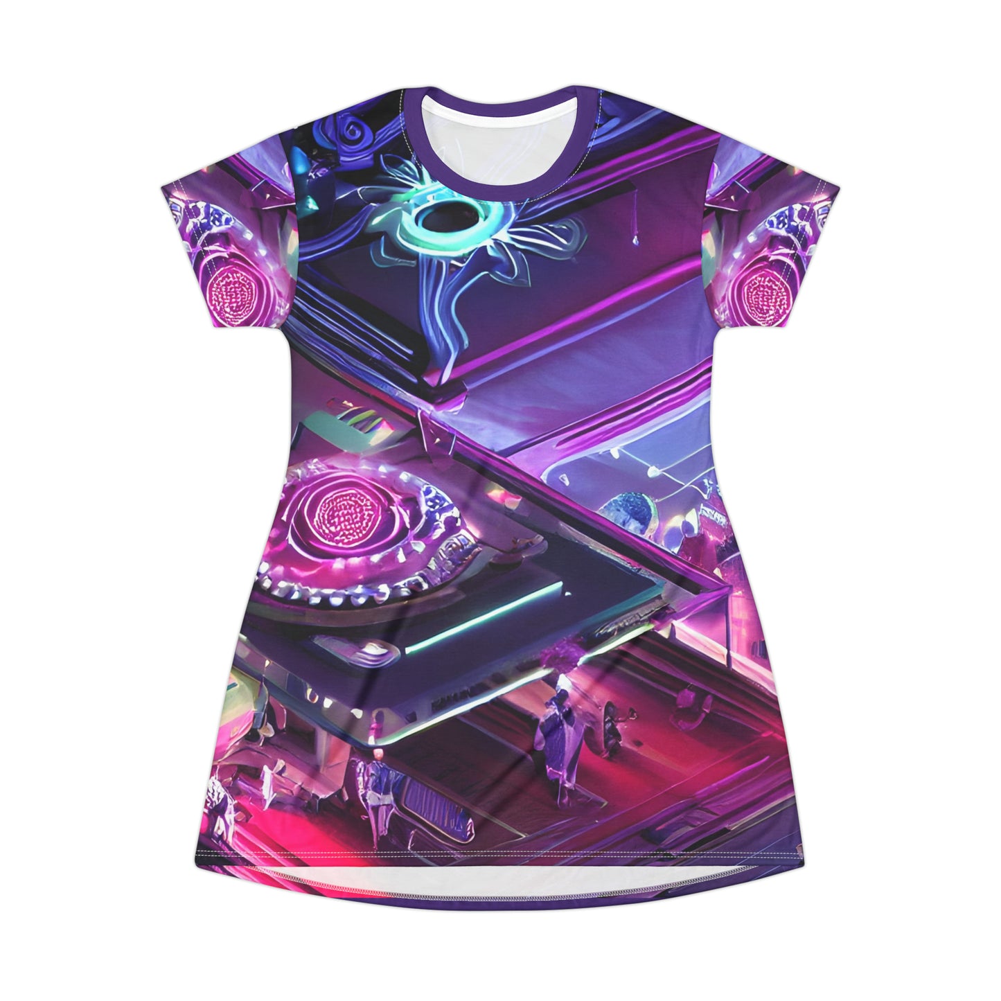 'Electric Flower' T-Shirt Dress (AOP)