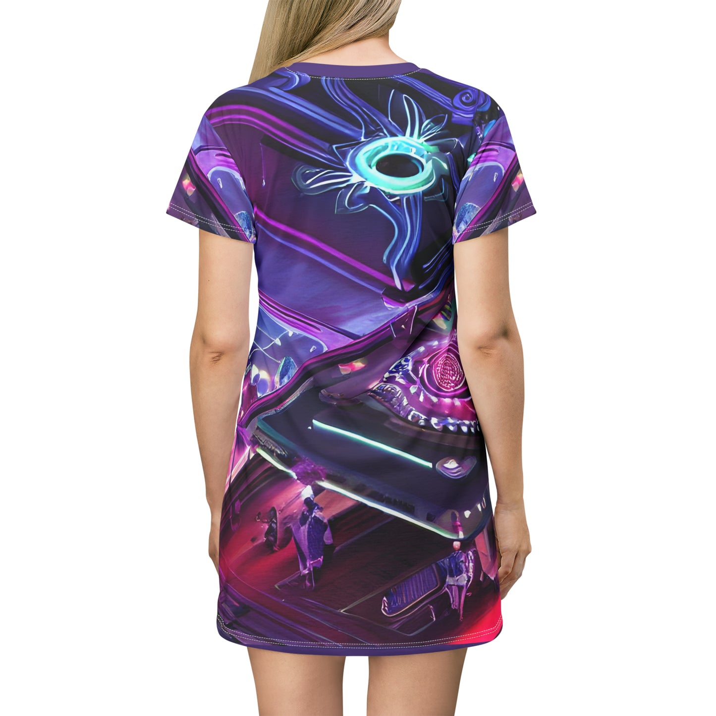 'Electric Flower' T-Shirt Dress (AOP)