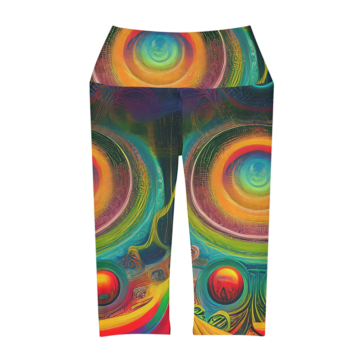 'Cosmic Circles' Yoga Capri Leggings (AOP)