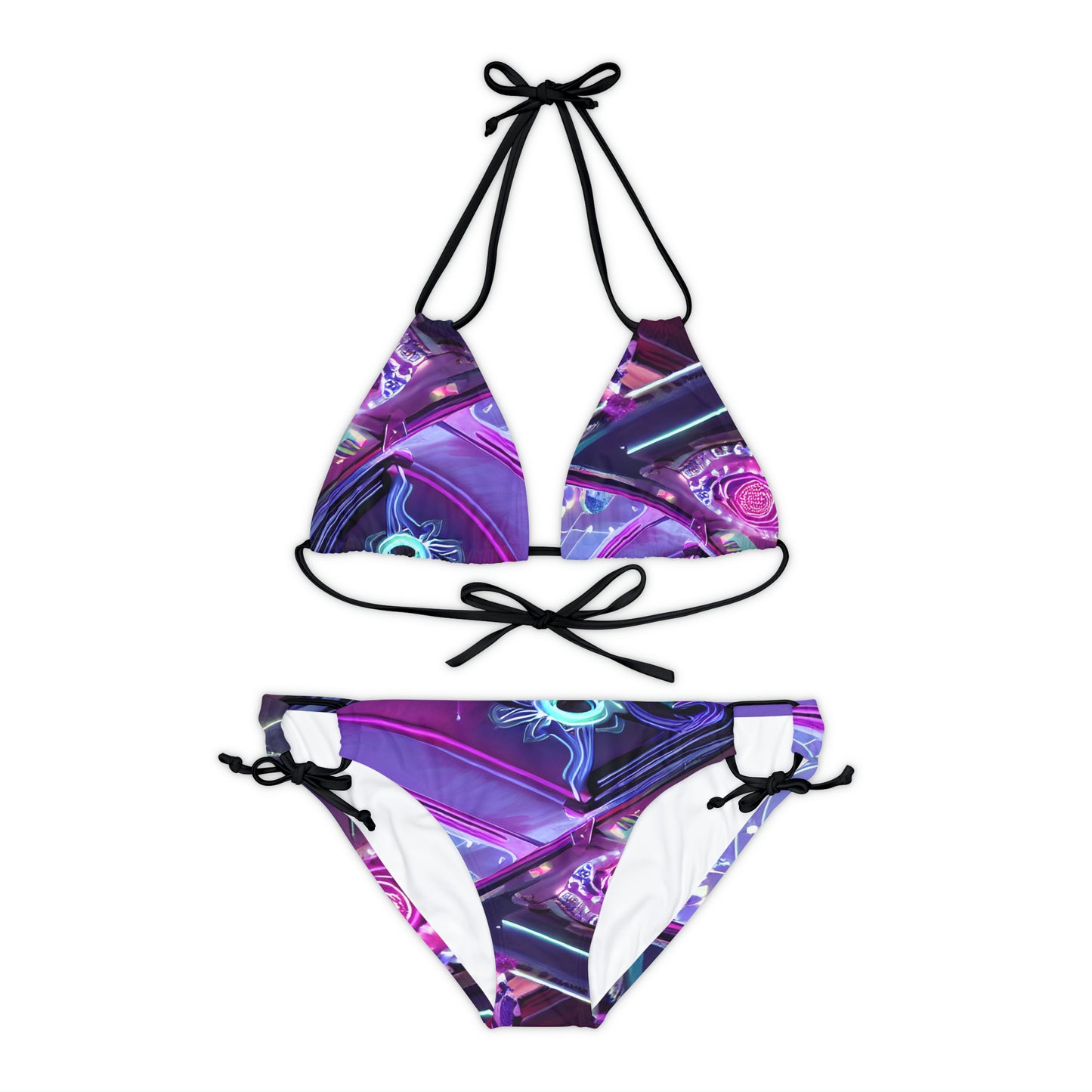 'Electric Flower' Strappy Bikini Set (AOP)