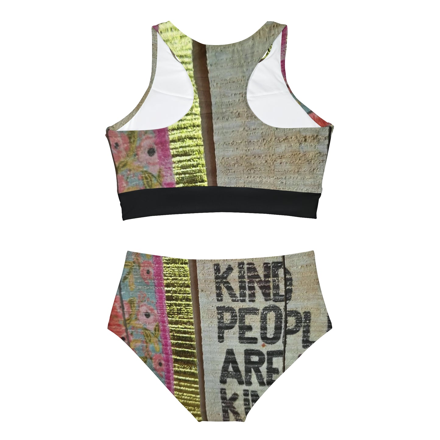 'Kind People are my Kinda People' Sporty Bikini Set (AOP)