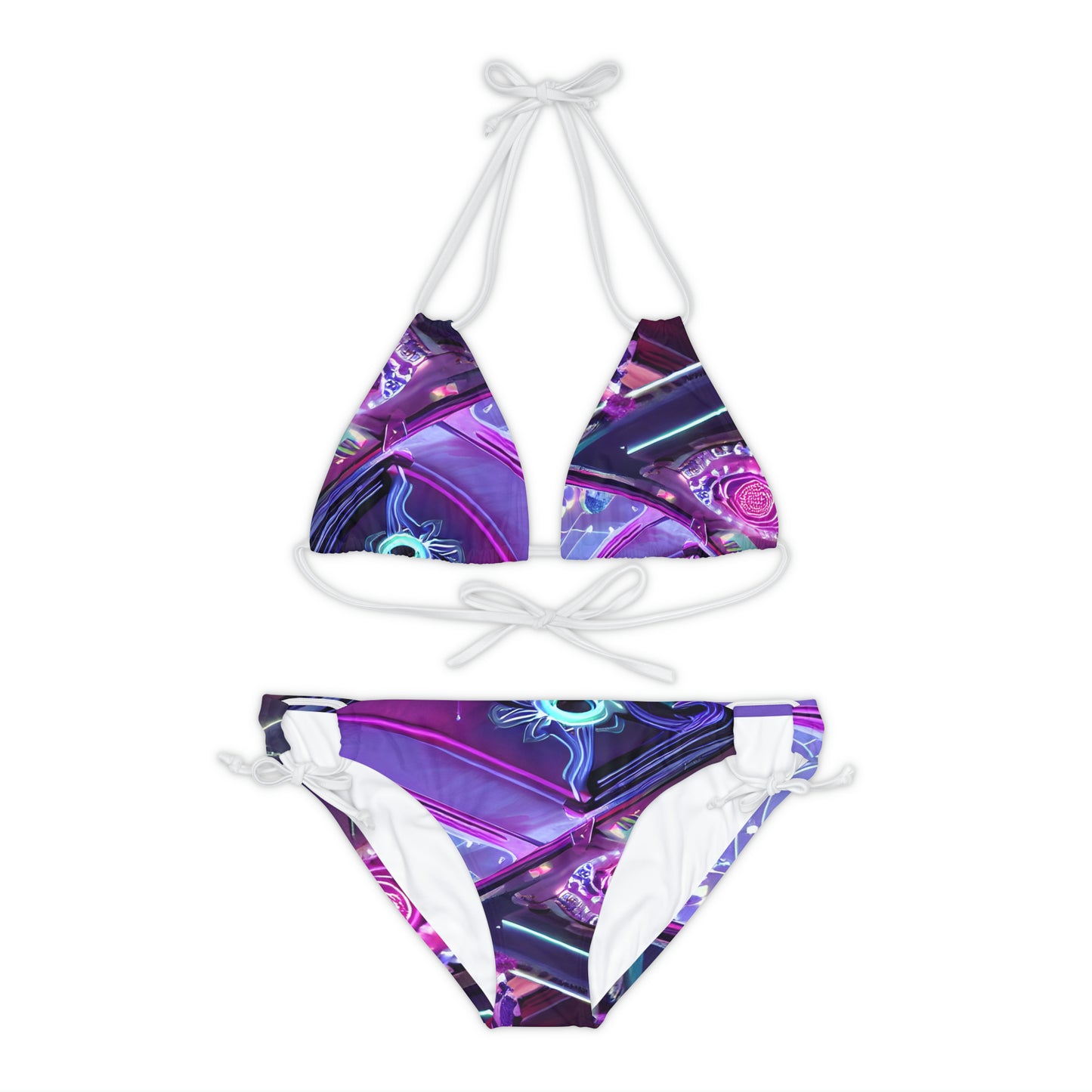 'Electric Flower' Strappy Bikini Set (AOP)