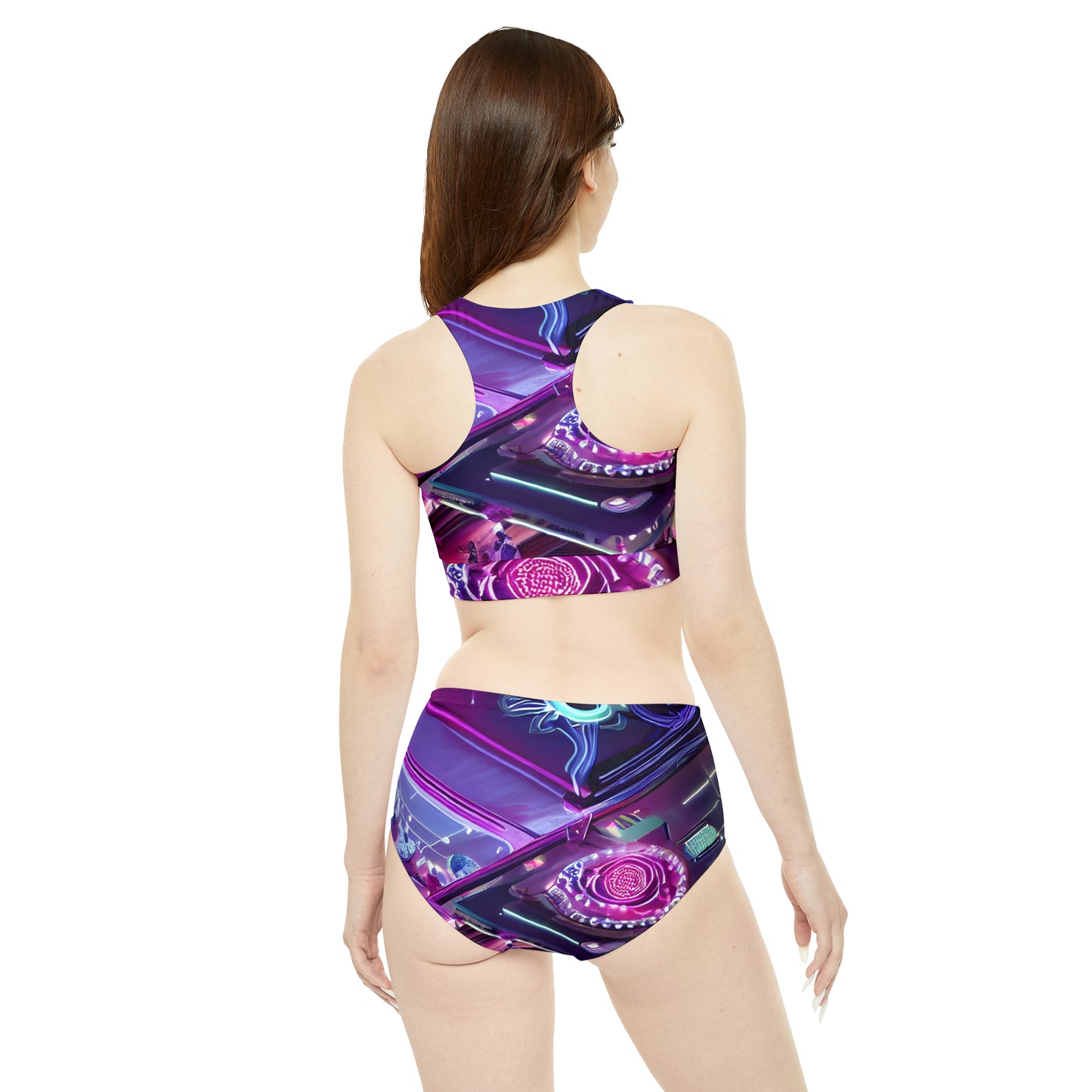 'Electric Flower' Sporty Bikini Set (AOP)